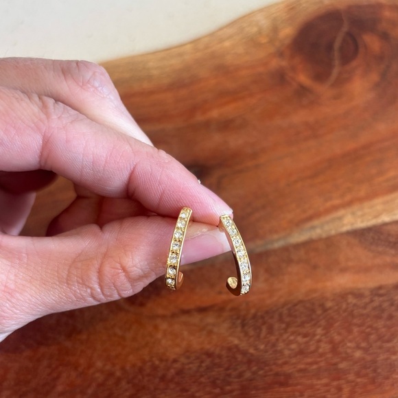 Roman gold plated faux diamond hoop earrings - Picture 1 of 6